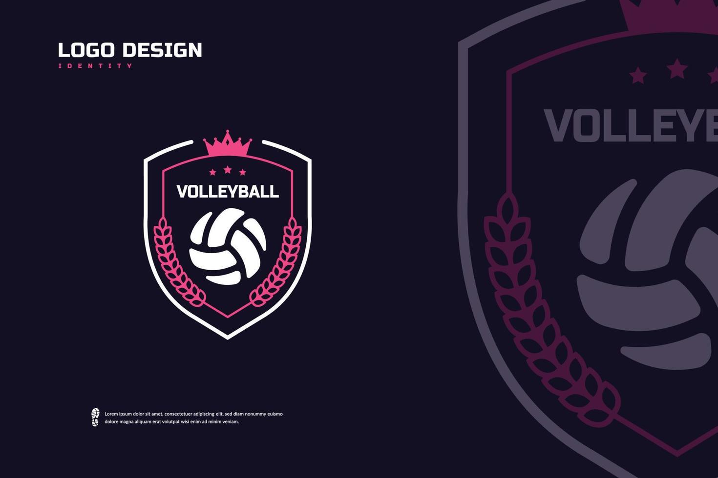 logotipo de la insignia de voleibol, identidad del equipo deportivo. plantilla de diseño de torneo de voleibol, ilustración de vector de insignia de e-sport