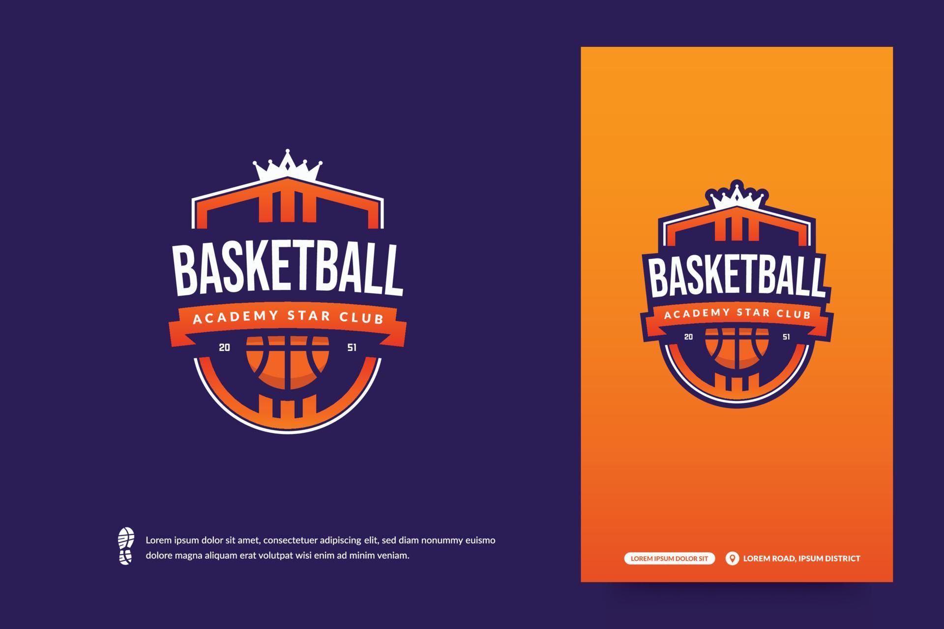 Basketball club logo, Basketball tournament emblems template. Sport