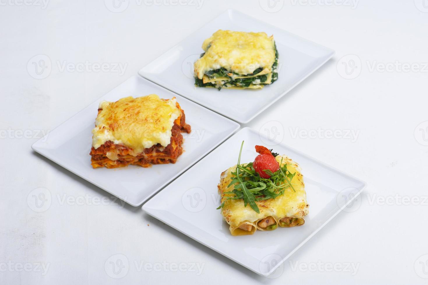 lasagna on white photo