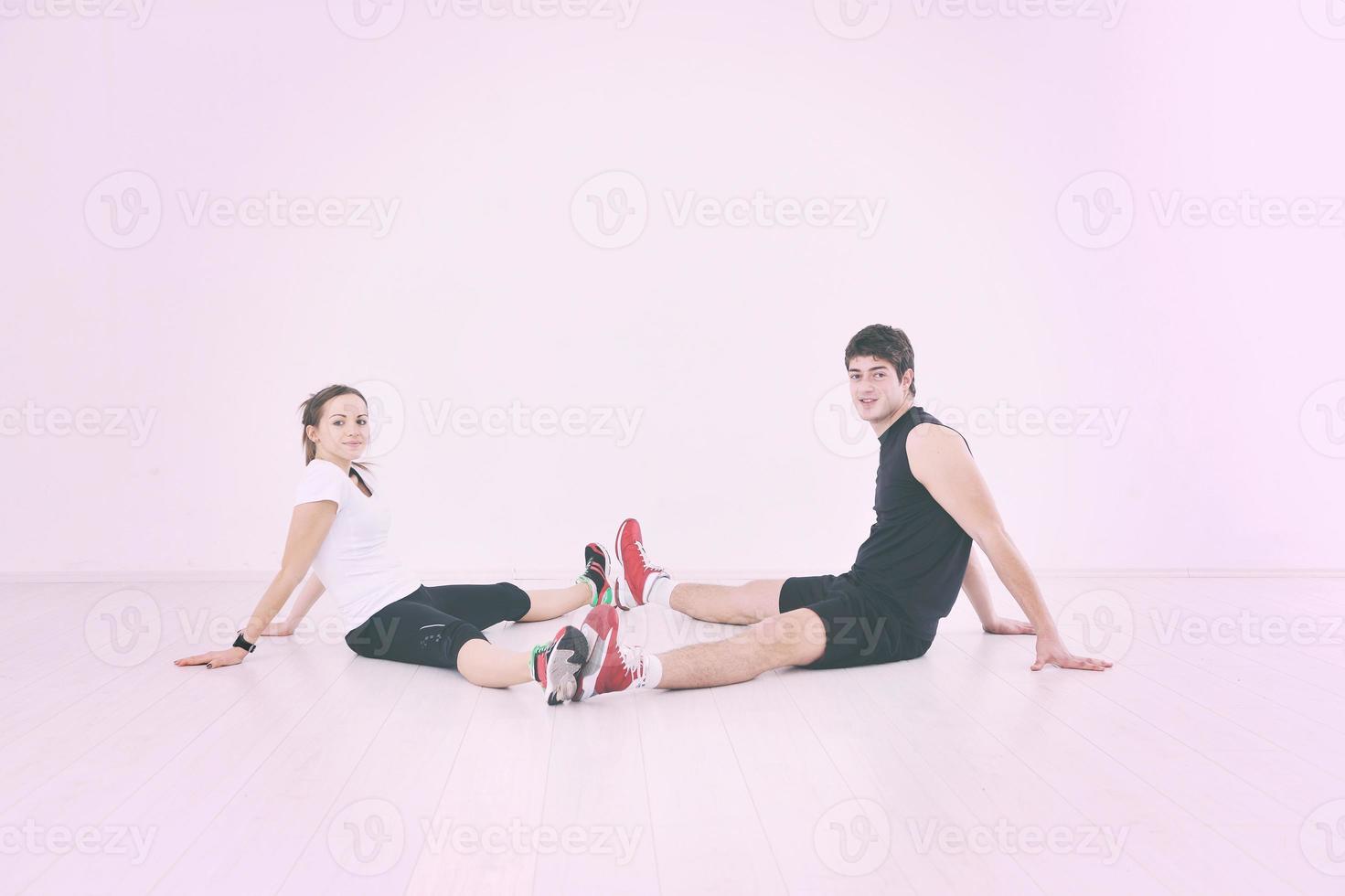 happy young couple fitness workout and fun photo