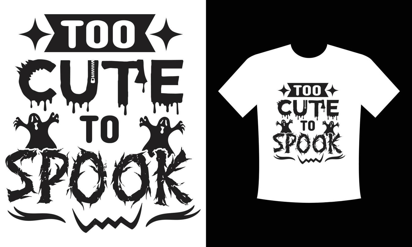 vector de diseño de tipografía de camiseta con estampado de halloween demasiado lindo para asustar