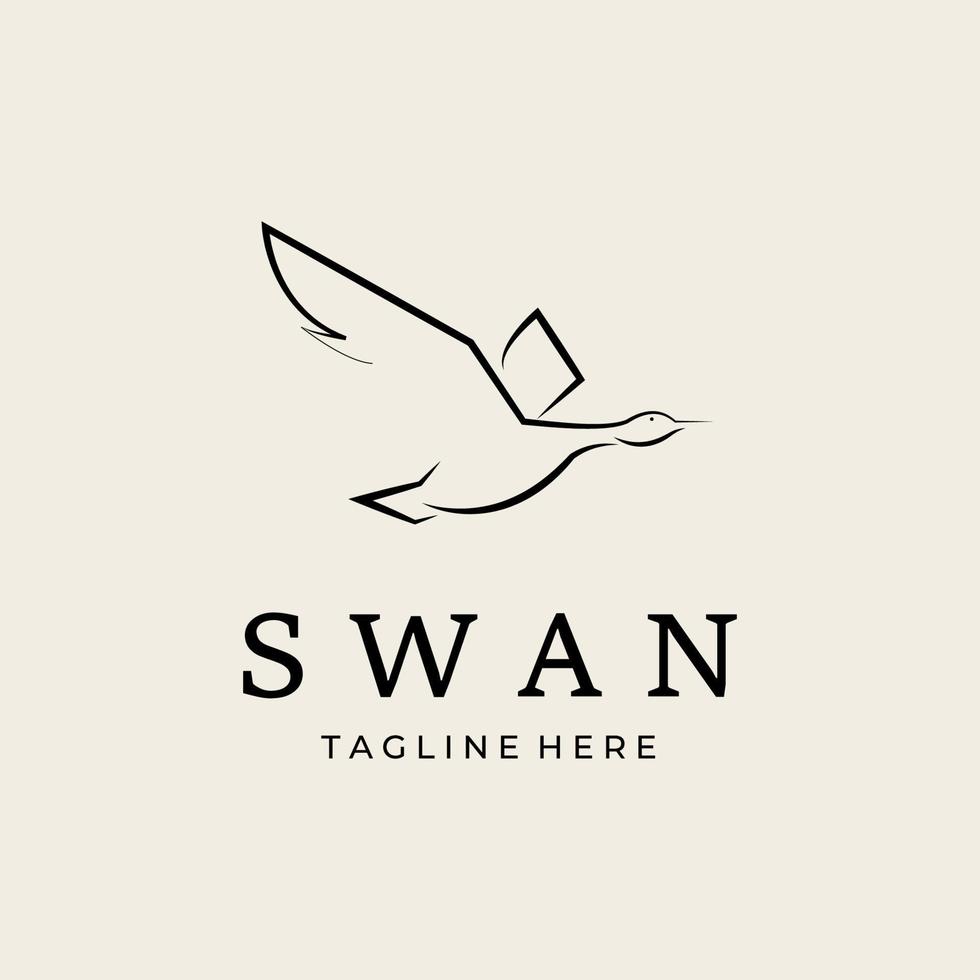 line art Flying duck, goose, swan logo vector