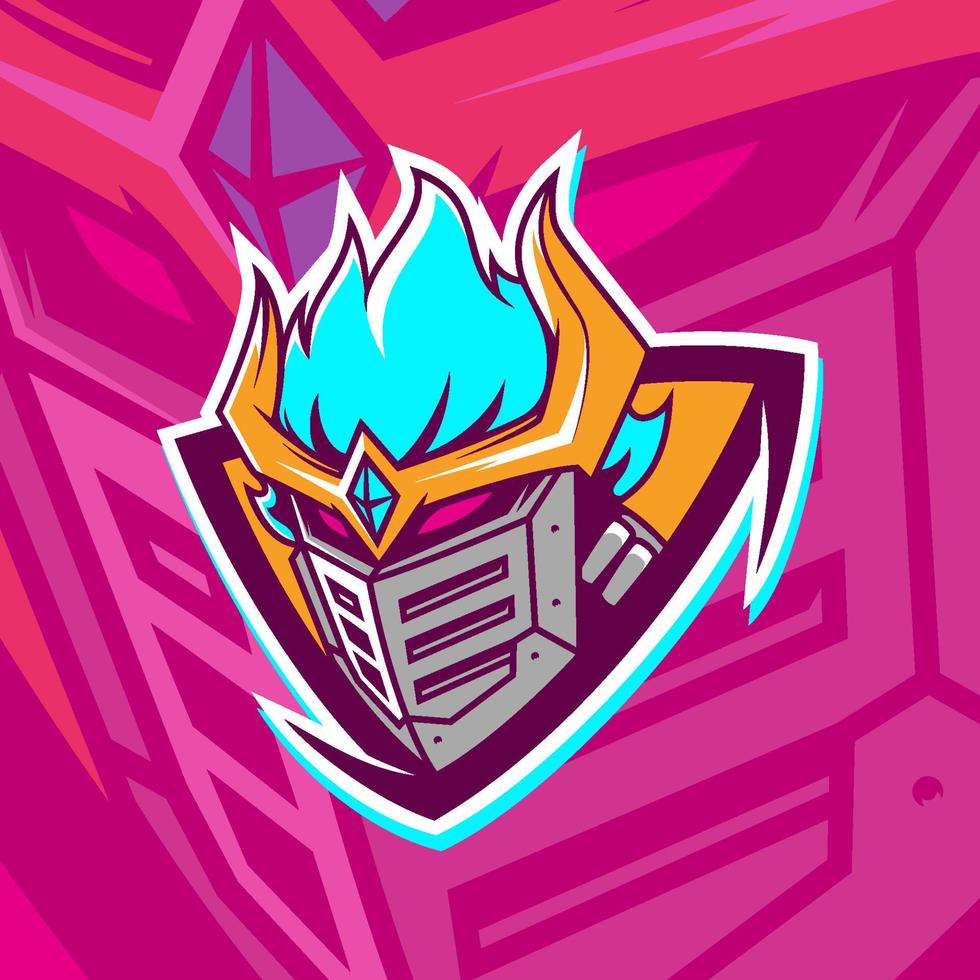Cyborg samurai esport baseball team mascot emblem logo. Samurai mask gaming mascot illustration. vector