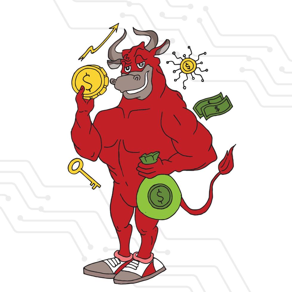 crypto bull illustration vector