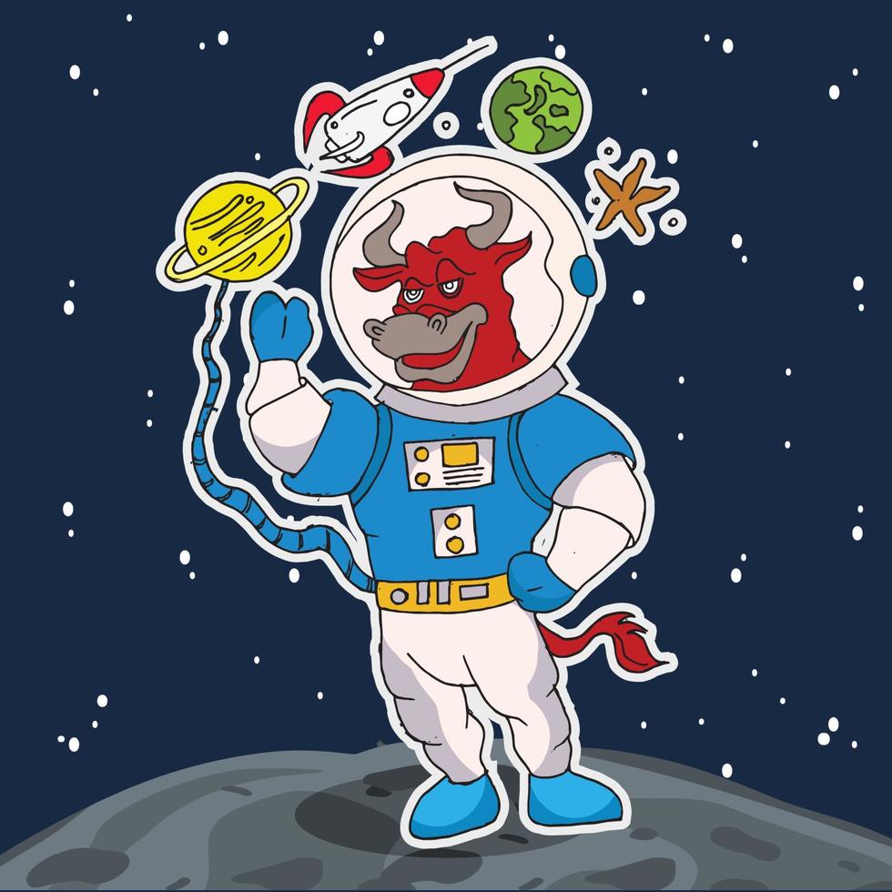 astronauts bull illustration vector