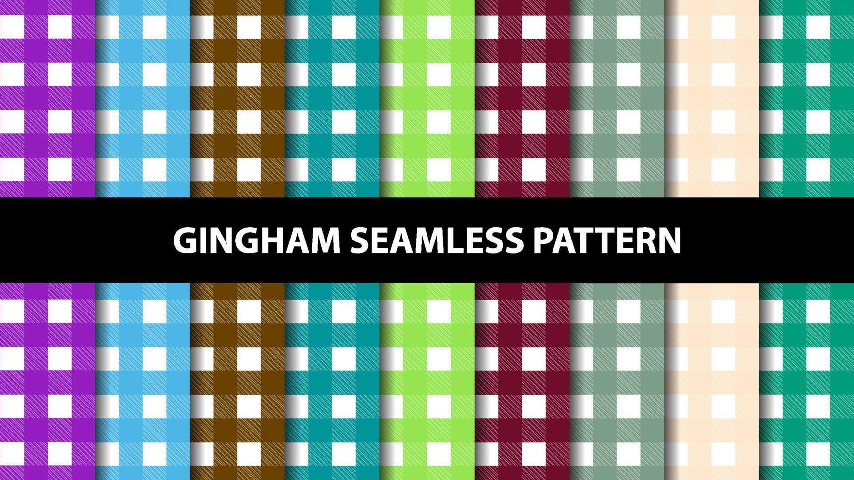 Collection of gingham tablecloth vector seamless pattern