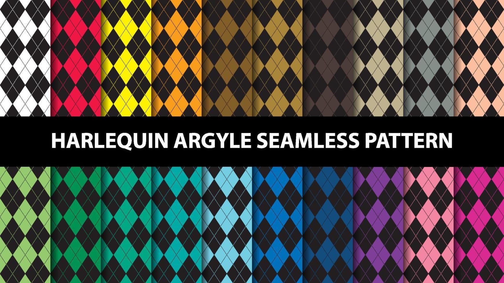 colección de patrones sin fisuras de vector Argyle arlequín