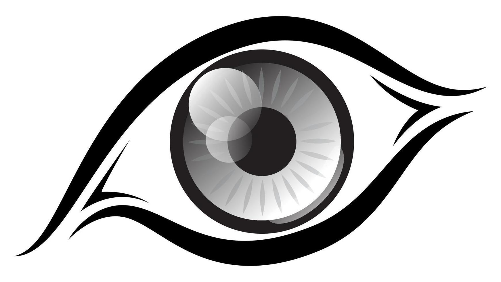 Eye icon black and white illustration. vector