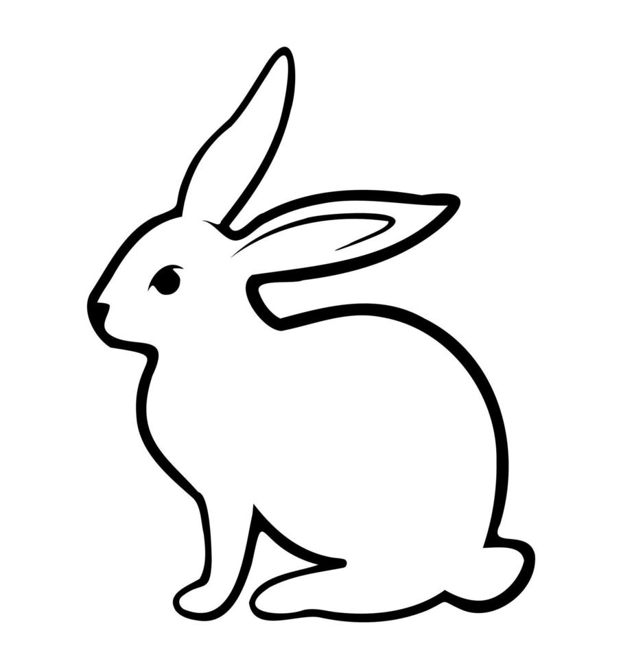 Bunny illustration. Black and white cute animal illustration. vector