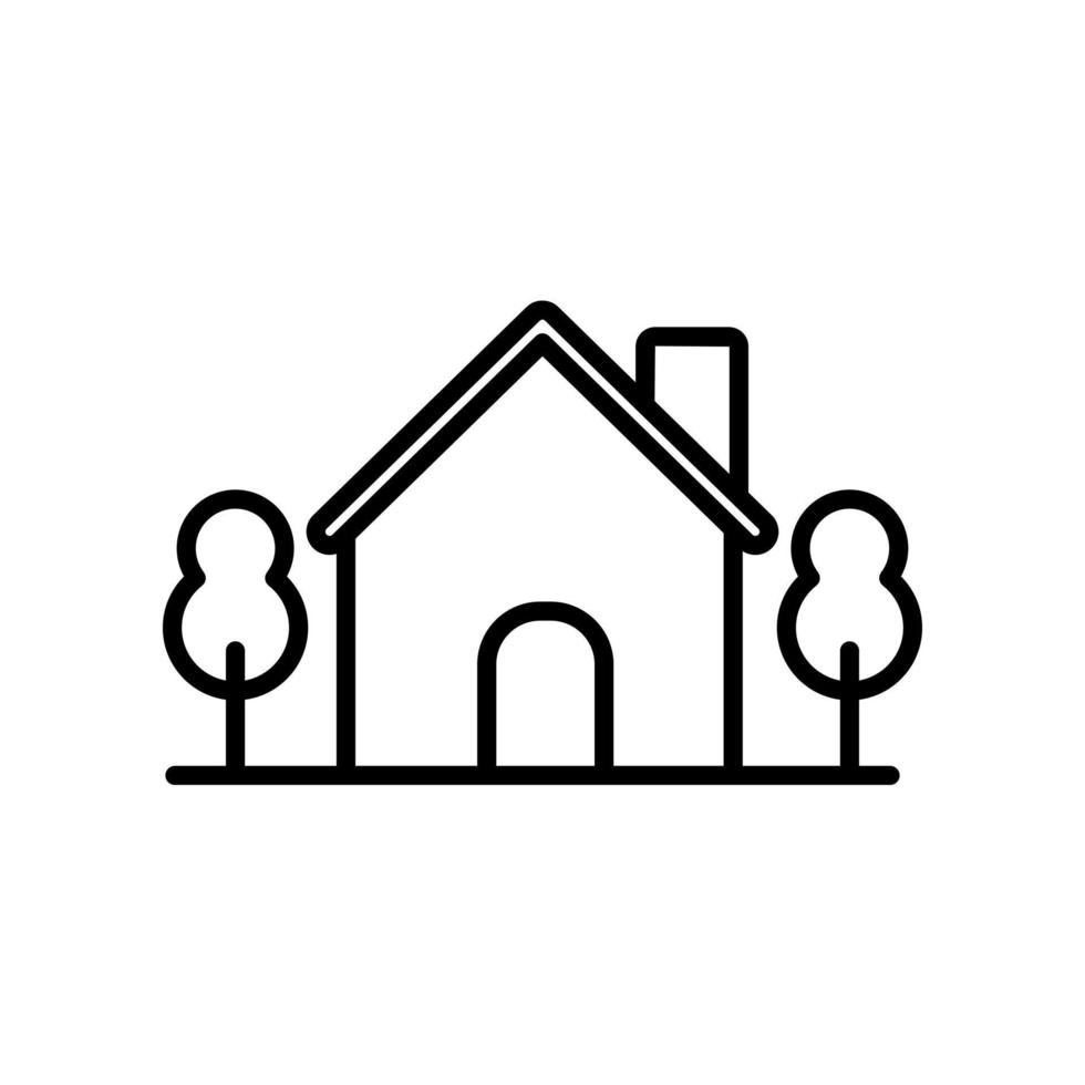 home with trees icon vector