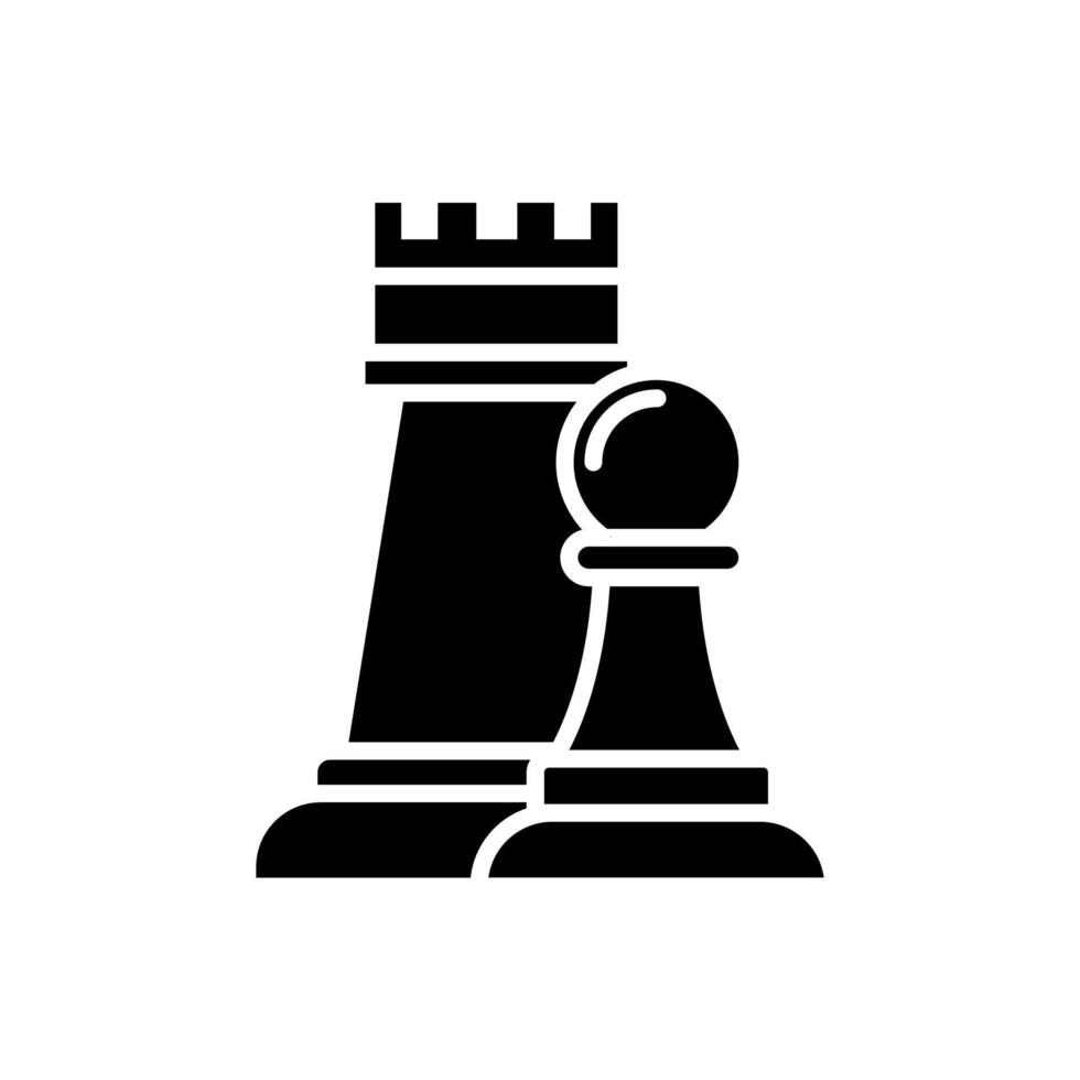 vector de icono de pieza de ajedrez de torre y peón