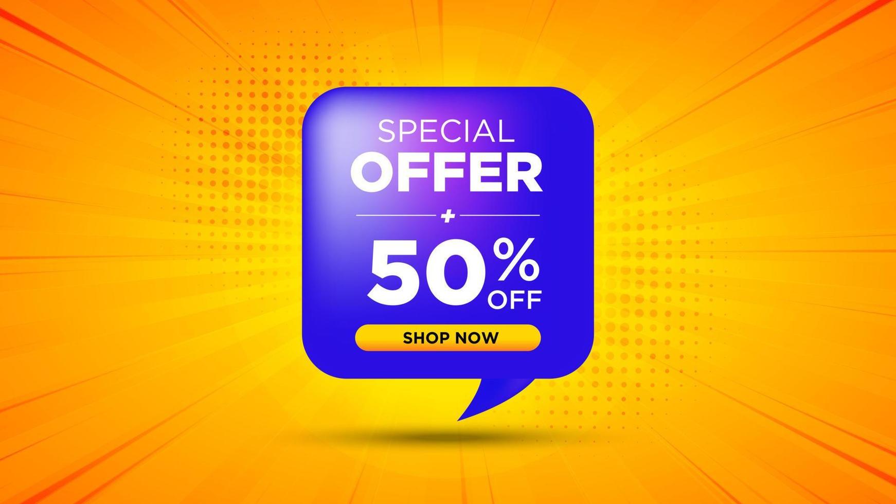 Special offer modern Banner design template on yellow background vector