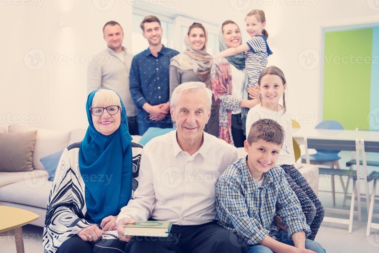 portrait of happy modern muslim family photo