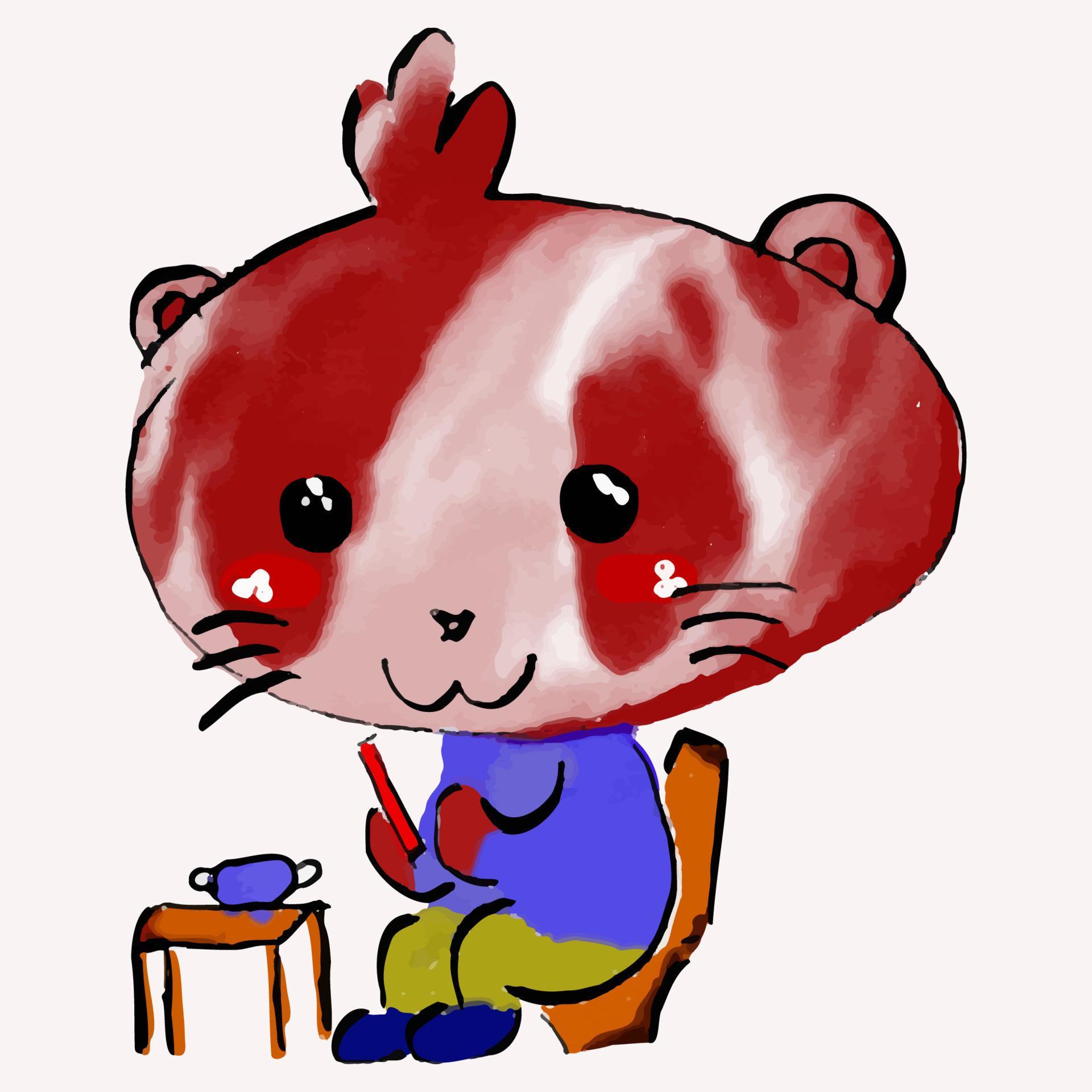 cute kitten is looking at mobile phone while drinking tea in sunny