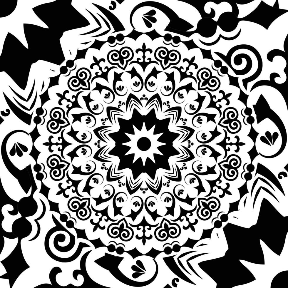 Circular flower mandala pattern for Henna, Mehndi, tattoo, decoration. Decorative ornament in ethnic oriental style. Outline doodle hand draw vector illustration