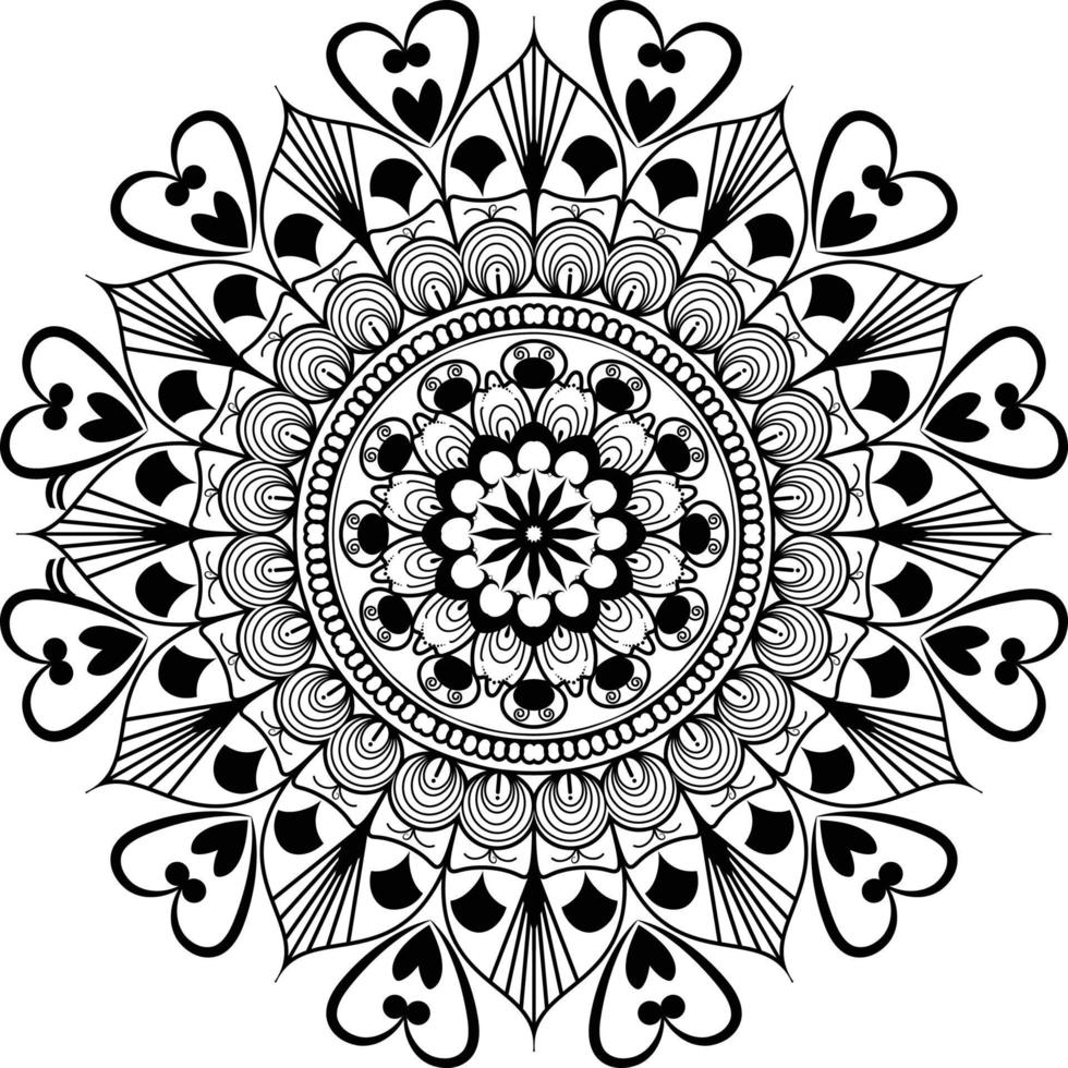 Mandala vector design, Ornamental mandala patterns with unique design, Decorative monochrome ethnic mandala pattern. Anti-stress coloring book page for adults. Hand drawn illustration