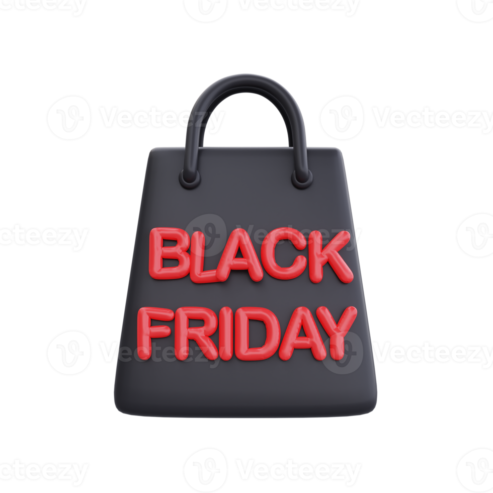 Black Friday Super Sale with shopping bag, Christmas and Happy New Year promotion, 3d rendering. png