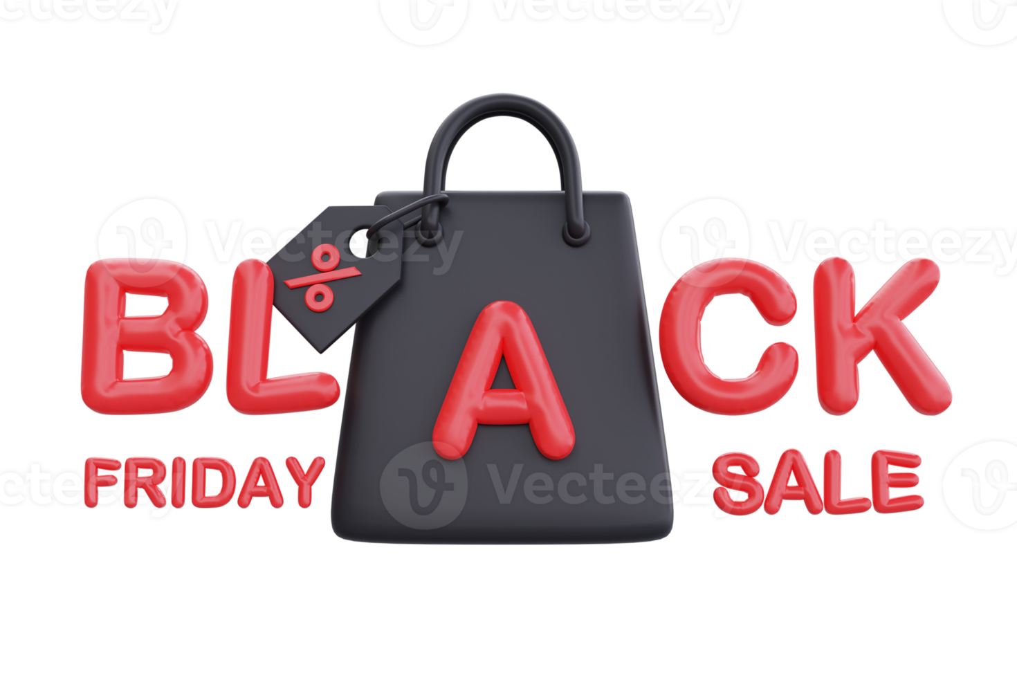 Black Friday Super Sale with shopping bag, Christmas and Happy New Year promotion, 3d rendering. png