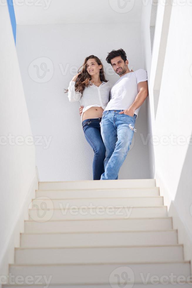 happy young romantic couple have fun arelax  relax at home photo