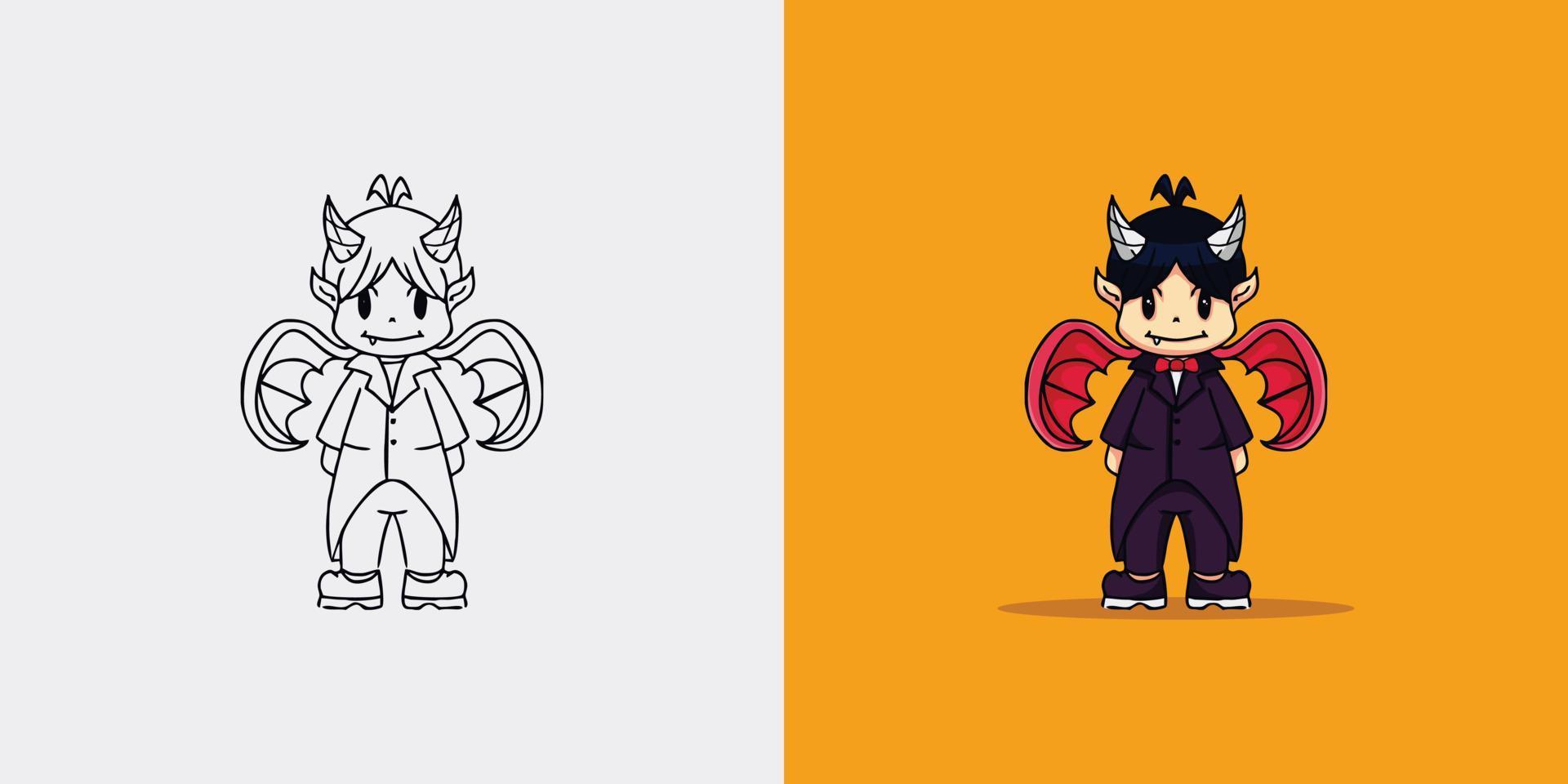 Happy Halloween. cloaked vampire cartoon character, vector illustration set