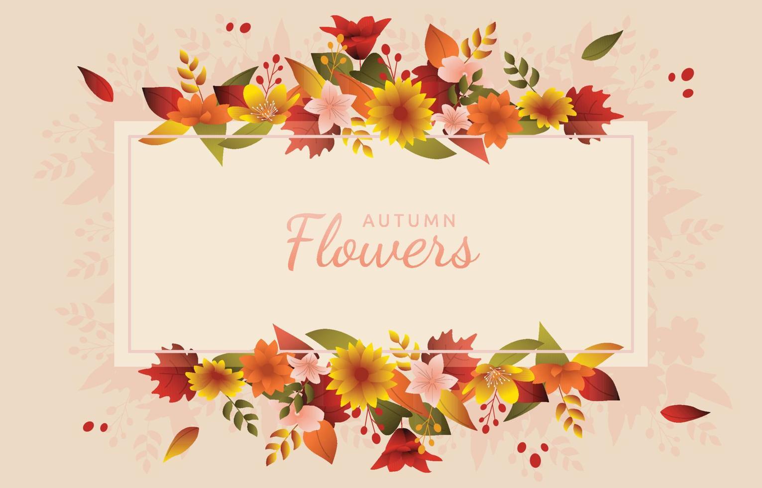 Beautiful Fallen Flower Fall Autumn Summer Frame vector