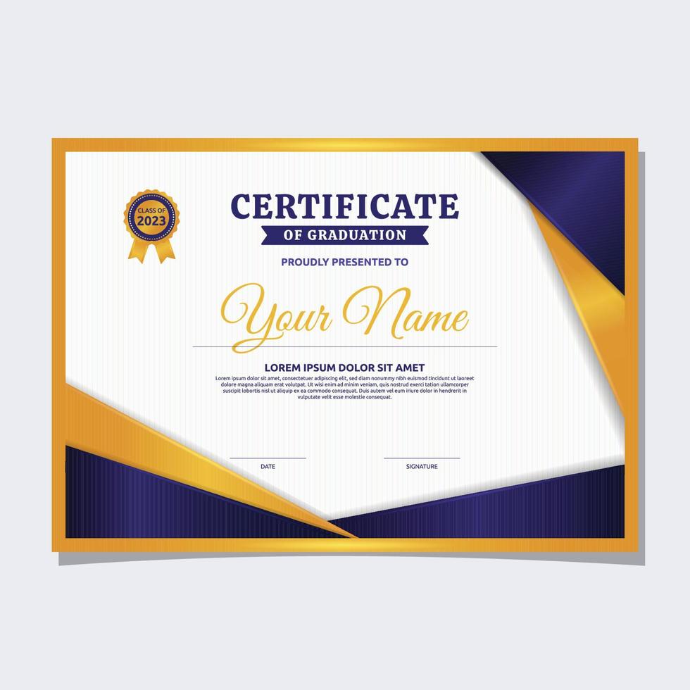 Purple Gold Certificate of Graduation Success School Print Template vector