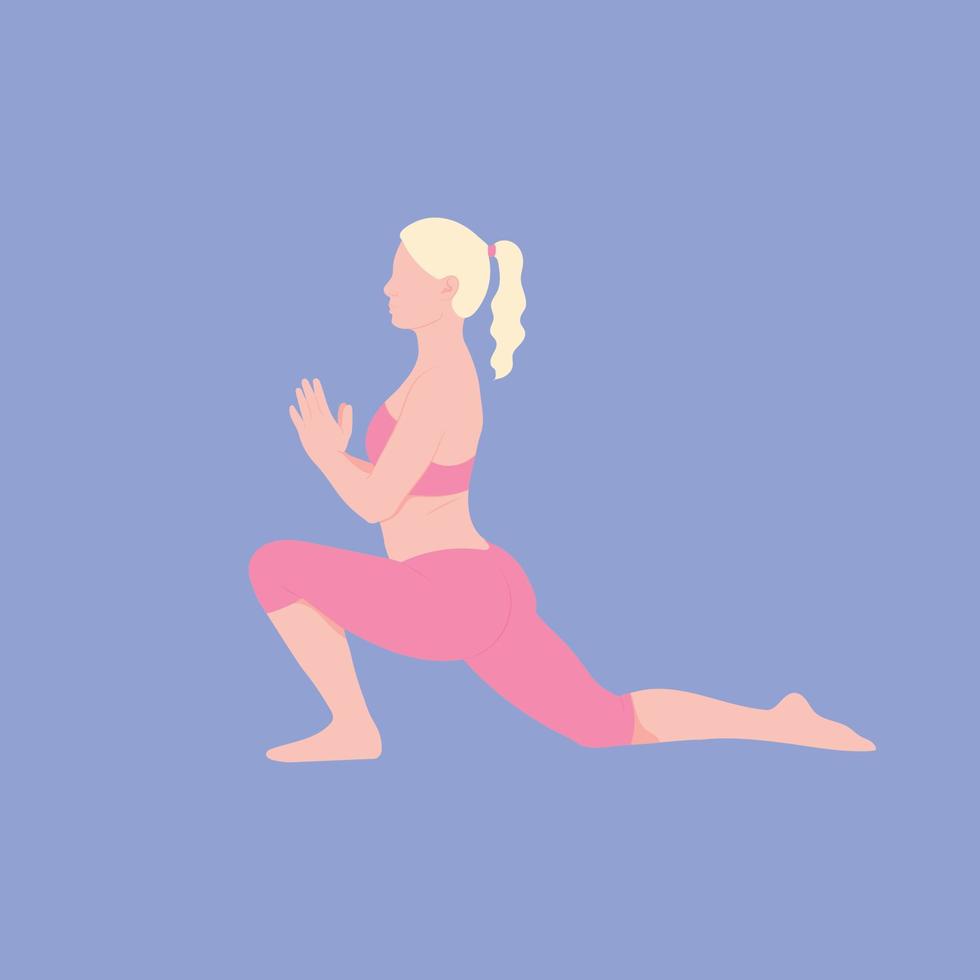 una chica haciendo yoga.el concepto de deporte, gimnasio, yoga, pilates, fitness. estilo de vida saludable. beneficios para la salud del cuerpo, la mente y las emociones. ilustración vectorial vector