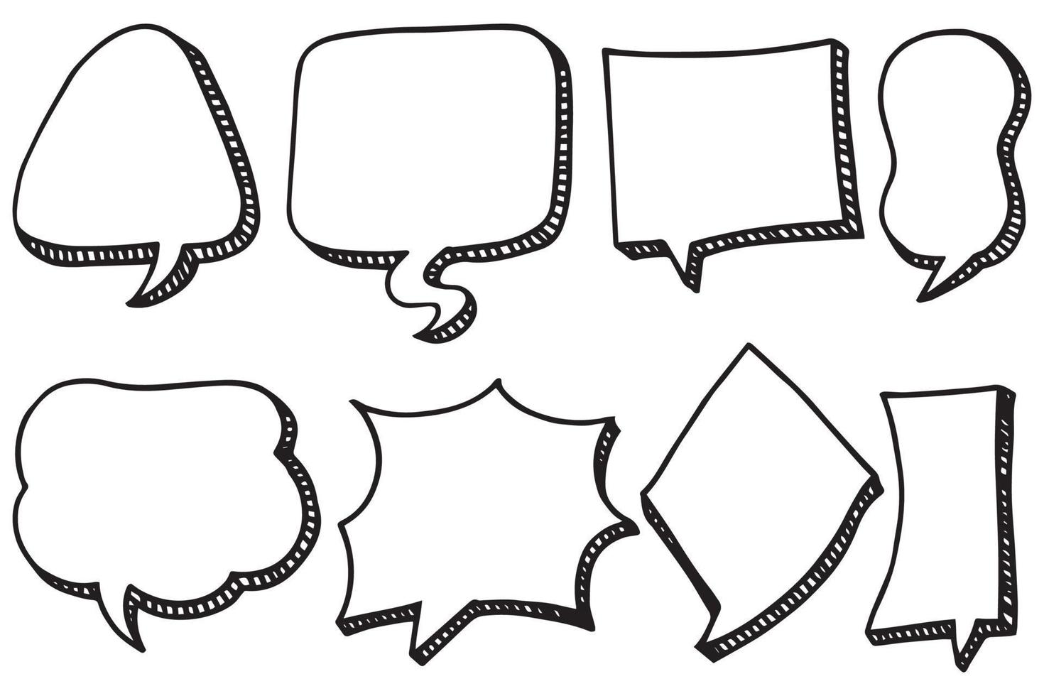 Hand drawn set of speech bubbles isolated . Doodle set element. Vector illustration.