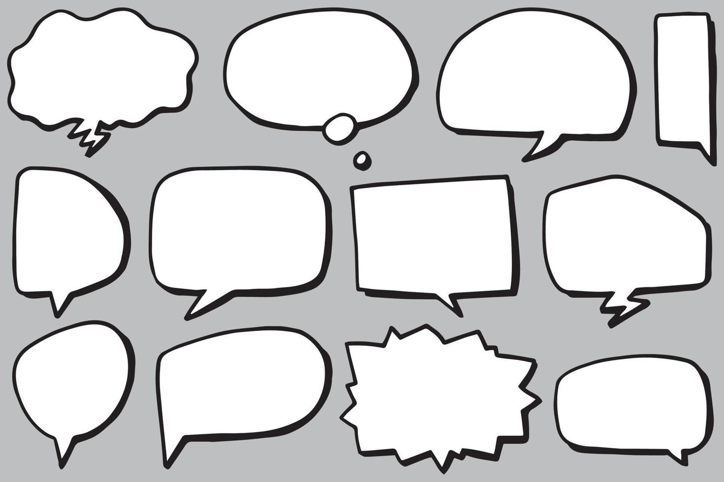 Hand drawn set of speech bubbles isolated . Doodle set element. Vector illustration.