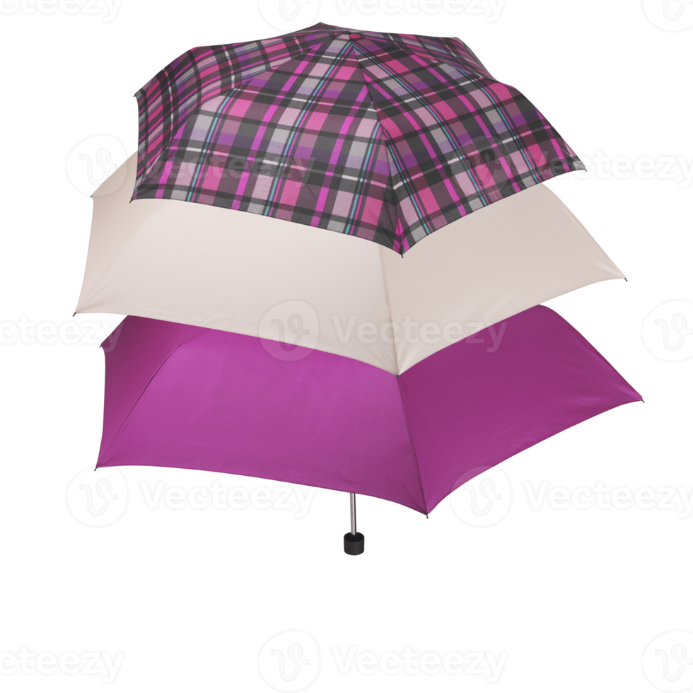 Sun umbrellas, rainproof, various colors with cut out isolated on background transparent png