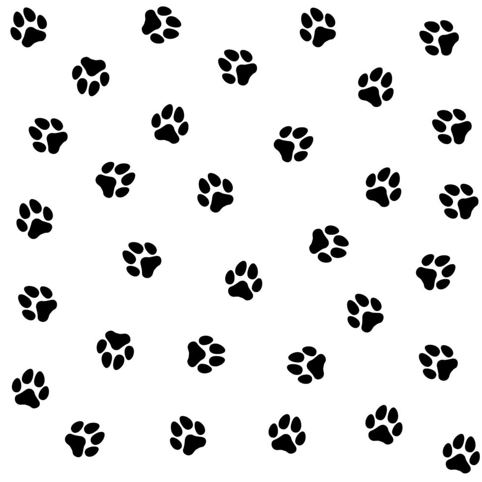 Pattern in black and white with dog paws. Silhouette of black dog paws. The print is suitable for clothing, children's clothing, bedding, icons, stickers. vector