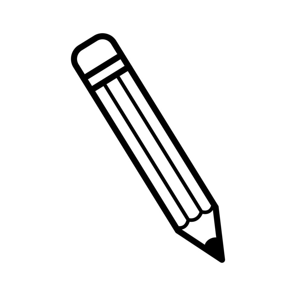 Pencil. Tool for school and drawing. Hand drawn sketch icon. Isolated vector illustration in doodle line style.