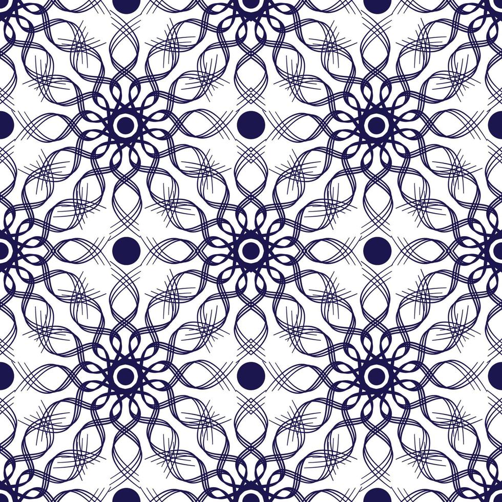 Pattern geometric line circle abstract seamless blue line vector