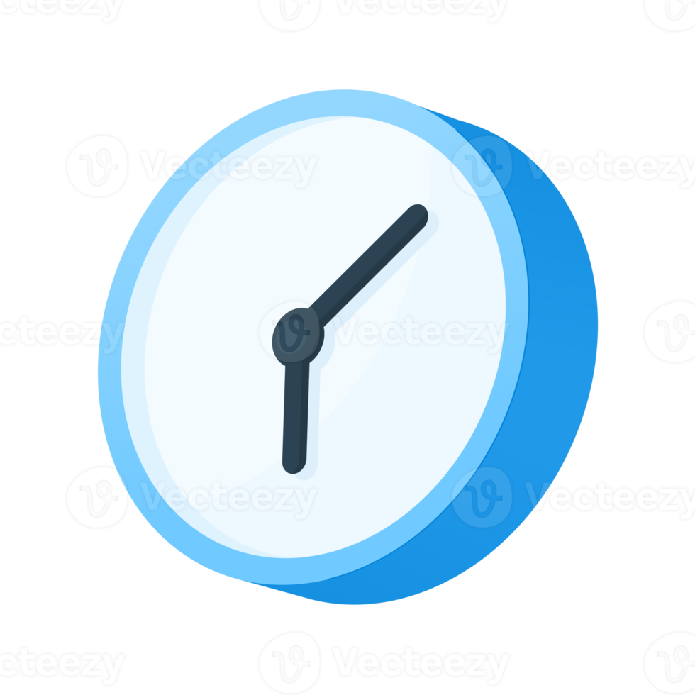 3D Blue Clock Icon with Transparent Background for UI Element Graphic png