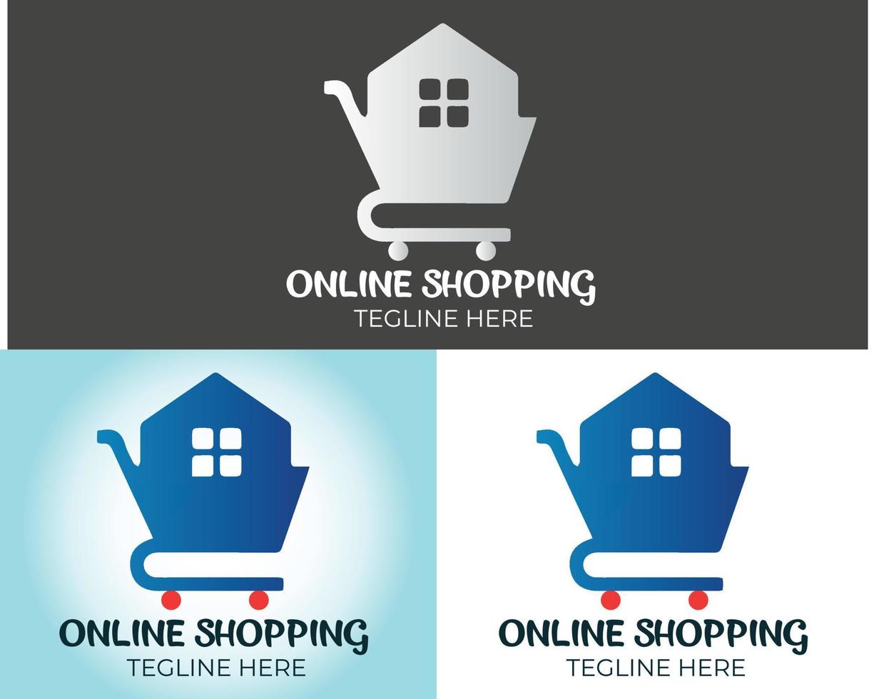 Online e-commerce Shopping Logo Mobile,Laptop Vector. vector