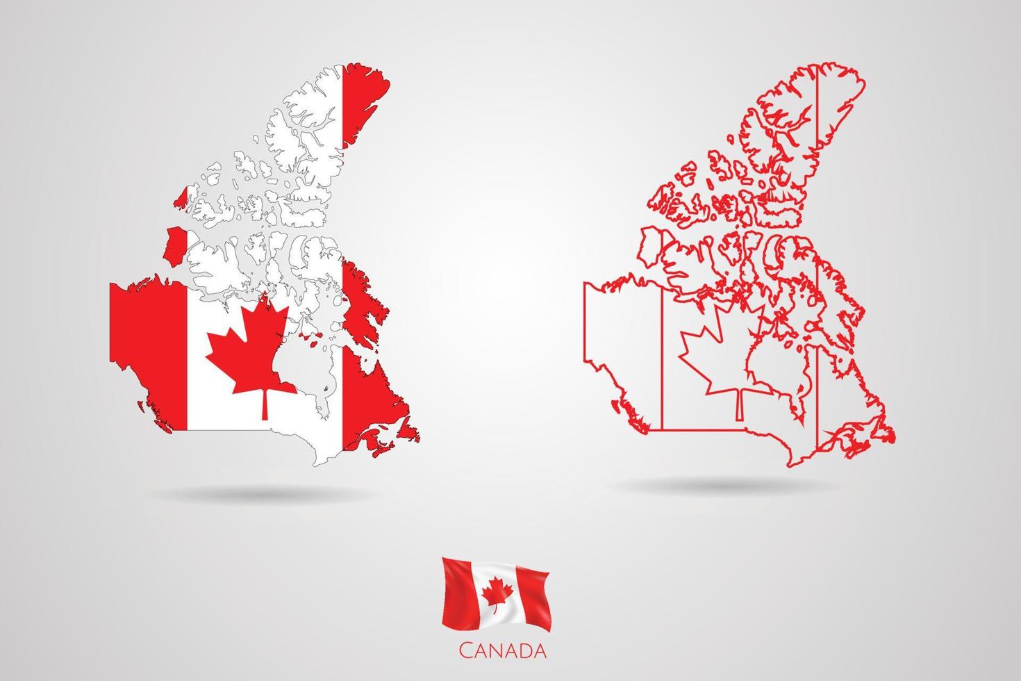 Mapa de la República de Canadá con bandera, ilustración vectorial. vector