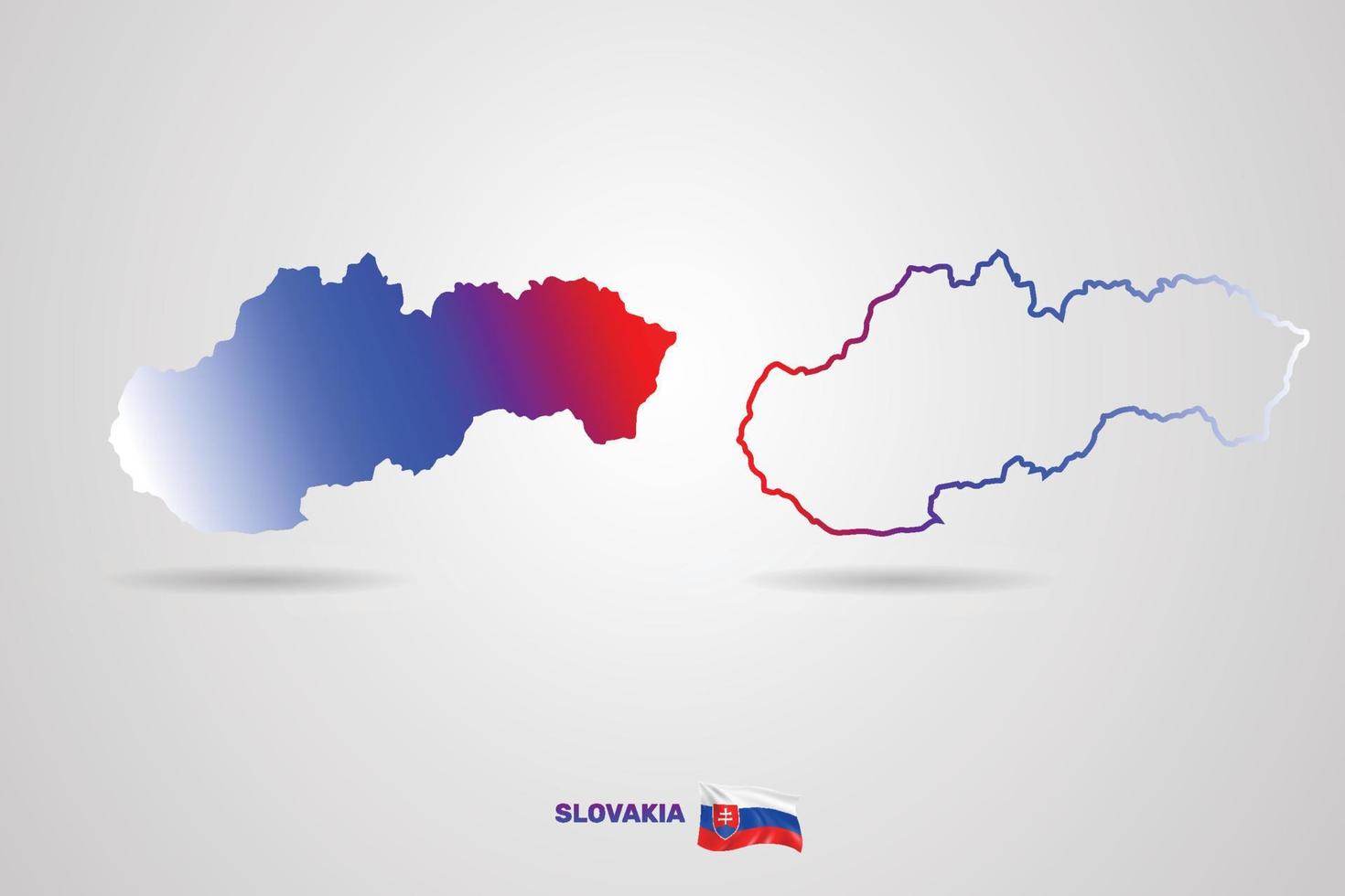 Mapa de la República de Eslovaquia con bandera, ilustración vectorial. vector