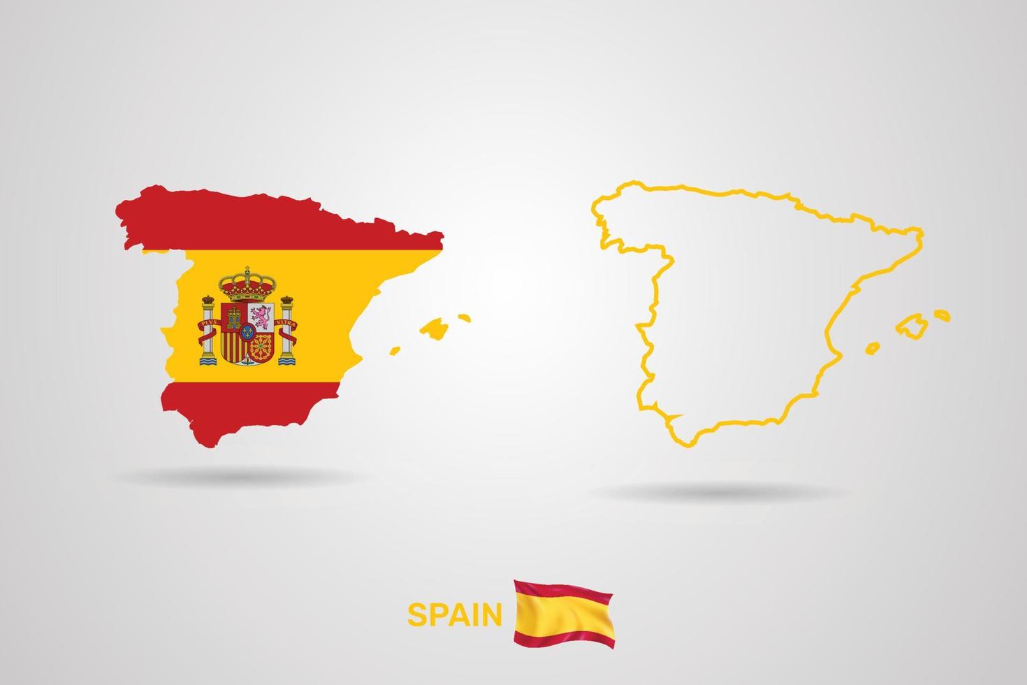 Spain Republic Map With Flag, Vector Illustration.
