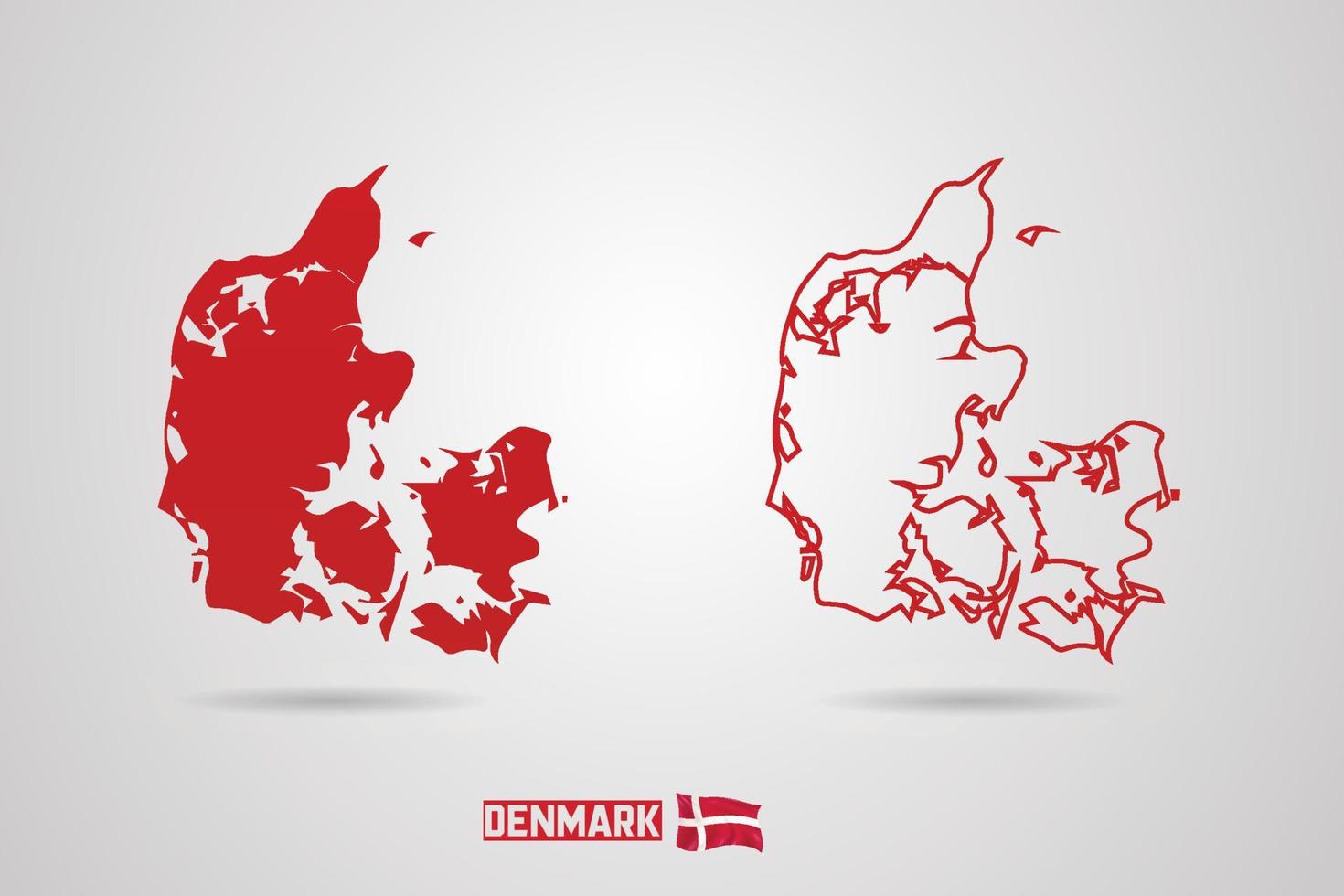 Denmark Republic Map With Flag, Vector Illustration.