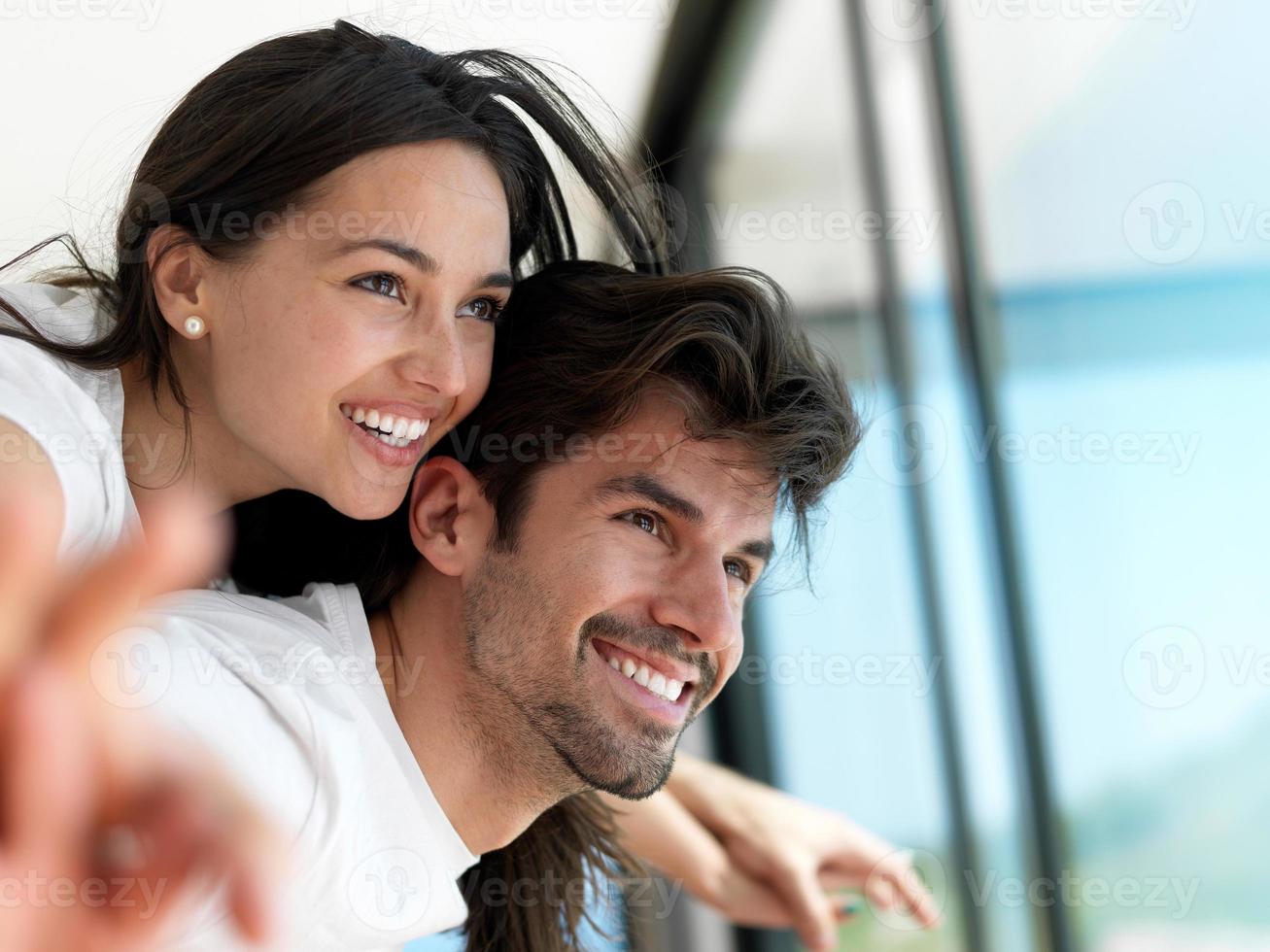 relaxed young couple at home photo