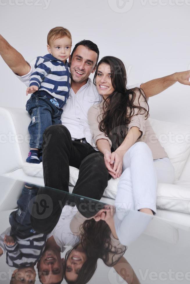 happy young family have fun  at home photo