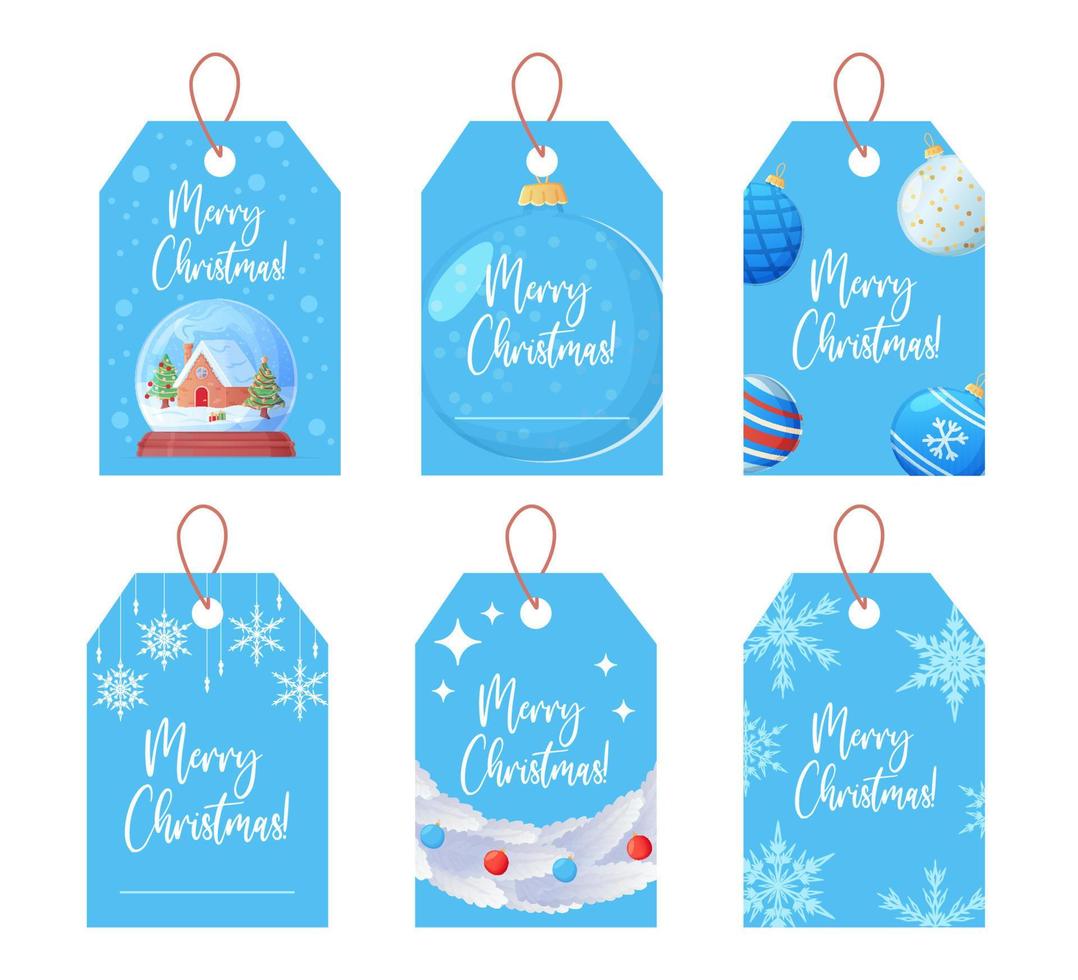 etiquetas de regalo de navidad con elementos decorativos. vector