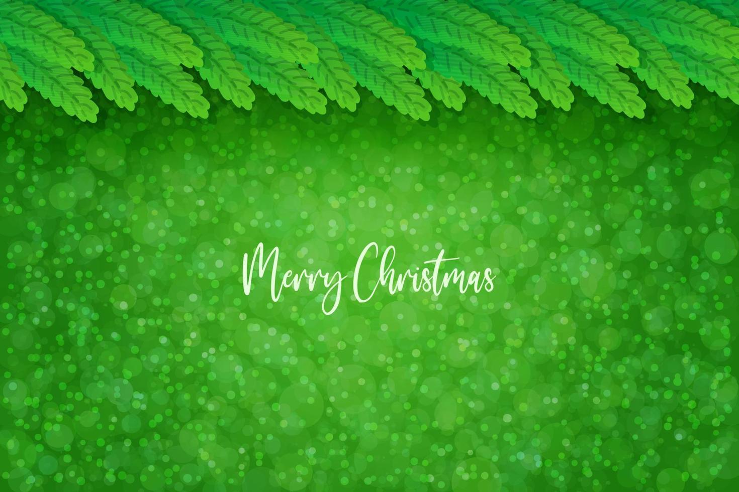 Christmas green fir abstract background with snowflakes in realistic style. vector