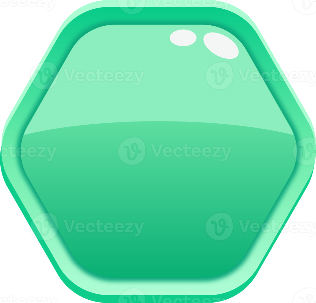 Green Cartoon Hexagon Button png