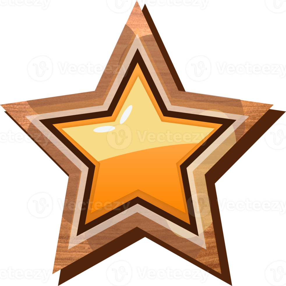 Orange Cartoon Star Wooden Button png