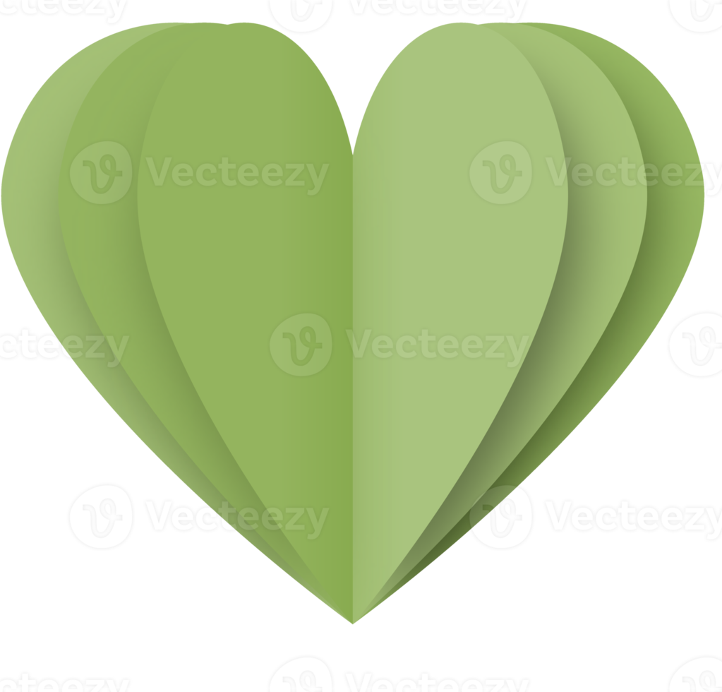 Green Paper Heart Png, Paper Heart Valentine's Day png