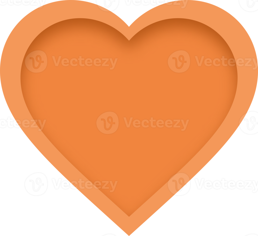 Blank Orange Heart Layered Paper Cut Style png