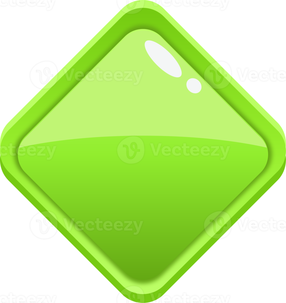 Green Cartoon Rhombus Button png