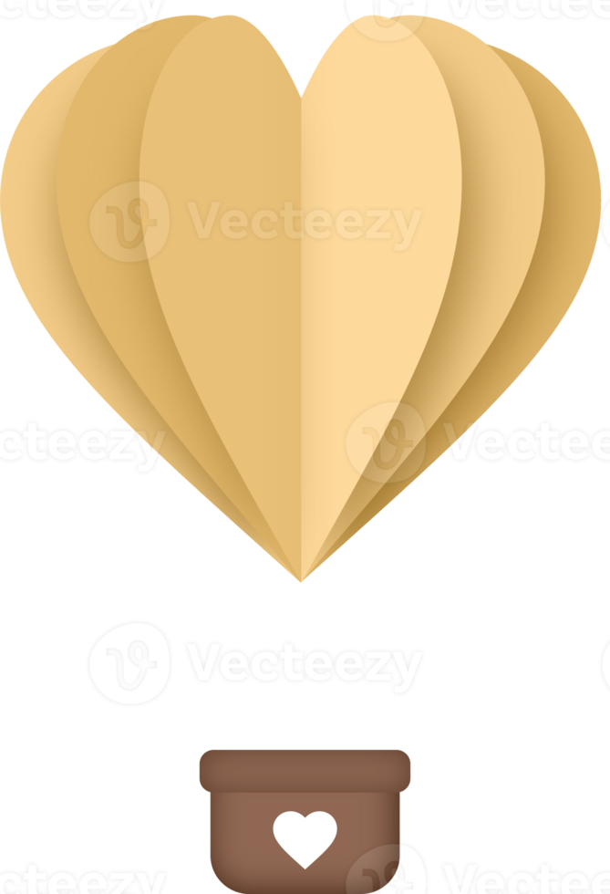 Yellow Heart Hot Air Balloon Paper Cut, Heart Shaped Hot Air Balloon png