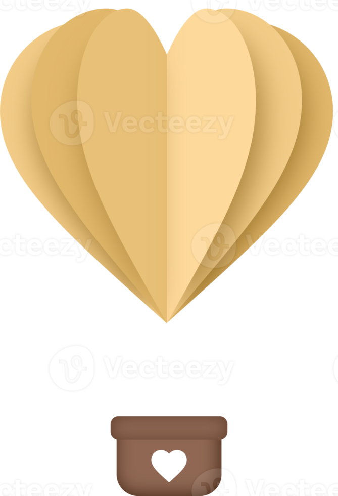 corte de papel de globo de aire caliente de corazón amarillo, globo de aire caliente en forma de corazón png
